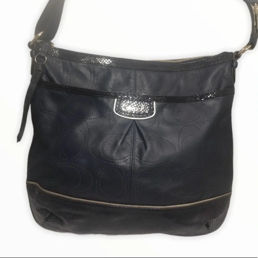 Coach Ashley perforated c blue convertible bag